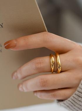 不掉色欧美复古镀18K金高级戒指