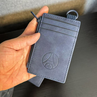 出口欧美 蓝黑磨砂PU超有质感多卡位拉链兜挂钩卡包零钱包证件包