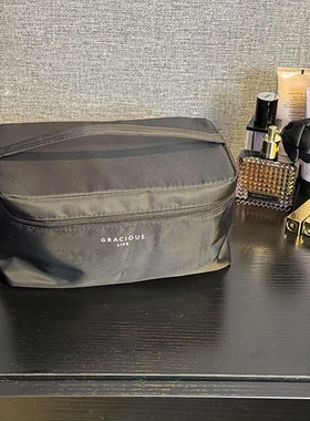 出口尾货 大容量手提黑色防水材质化妆包手提箱桌面洗漱包差旅包