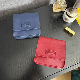 出口尾货 仿头层皮超纤PU皮口红收纳包化妆包小巧随身便携小方包