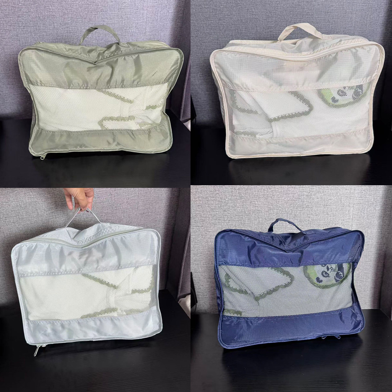 出口尾货 网纱 大容量手提整理袋旅行收纳袋居家衣服杂物储物袋