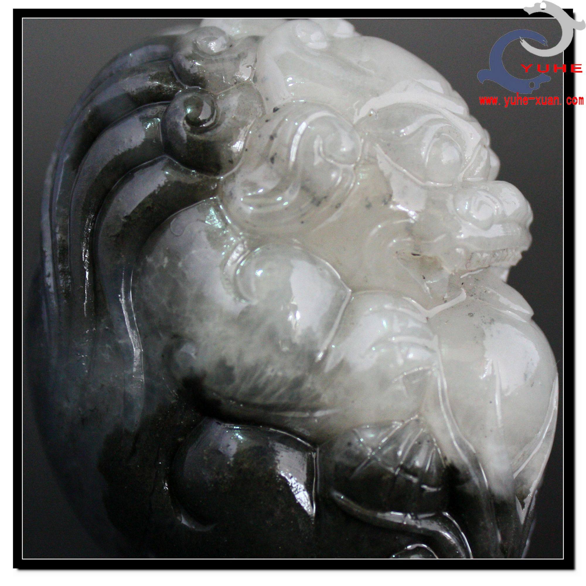 寿山石手件 国石真品 坑头晶冻石 貔貅戏珠手把件【裕和轩】a7-4