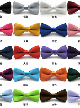 开学表演纯色儿童宝宝领结红黑蓝色 男女孩蝴蝶结幼儿园学生煲呔