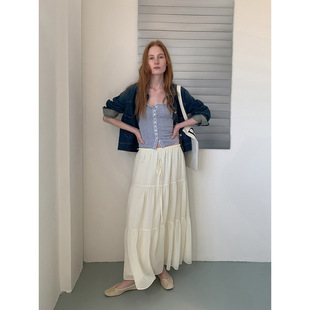 DT 春季新品松紧腰蛋糕裙女春夏新款半身裙2026百搭温柔风长裙