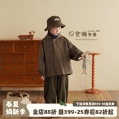 宝宝衣服男童短款 新款 风衣薄 儿童纯棉连帽外套2026春季 砚台家童装