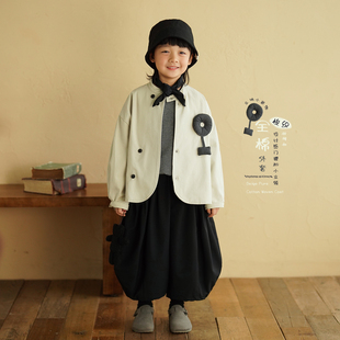 砚台家儿童全棉圆领外套2026春季新款童装中小童韩版上衣男童夹克