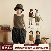 无袖 背心2025夏季 新款 砚台家男童薄款 儿童纯色圆领上衣男宝宝童装