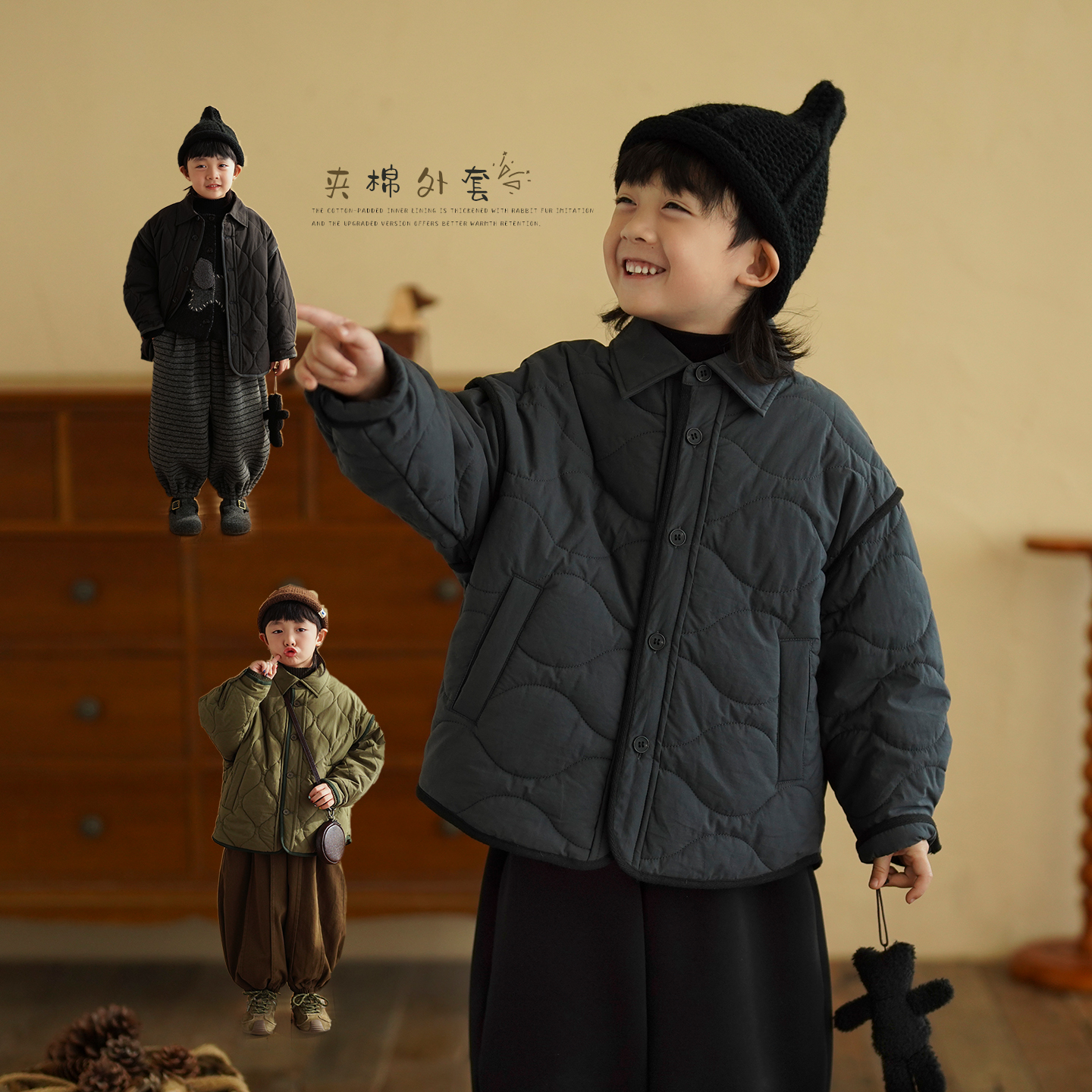 男童棉服夹棉外套冬季
