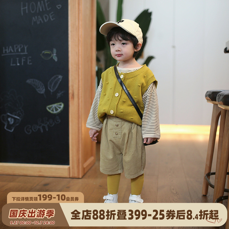 砚台家童装韩版儿童毛衣帅气秋装新款男女童开衫背心幼童针织马甲