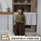 上衣 春秋森系童服儿童翻领衬衣男宝宝长袖 砚台家童装 男童条纹衬衫