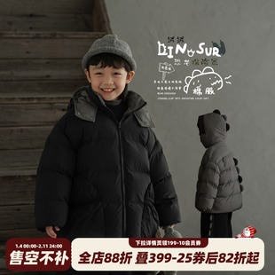 砚台家儿童棉服外套2025冬季新款棉袄男童黑色棉衣童装加厚面包服