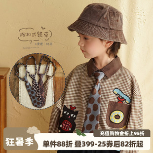 砚台家童装男童韩版印花领带免打结短款儿童学院风幼儿园班服表演
