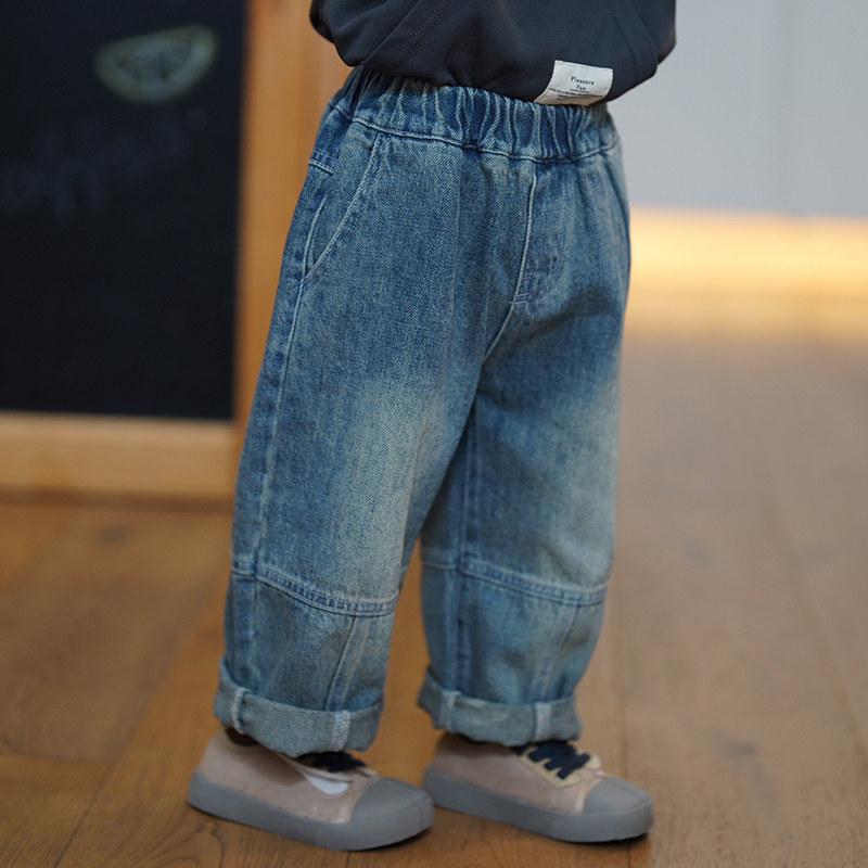 砚台家童装儿童韩范水洗牛仔裤春秋裤子男童直筒裤宝宝童服长裤潮