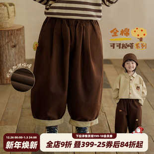 裤 秋装 子男童直筒裤 小男孩长裤 砚台家童装 冬款 儿童纯棉加绒休闲裤