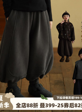 砚台家男童加绒卫裤冬装新款童装儿童灰色运动裤男宝宝冬季休闲裤