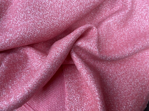 d0131 粉色小香风针织羊绒设计师布料三米乘1.40