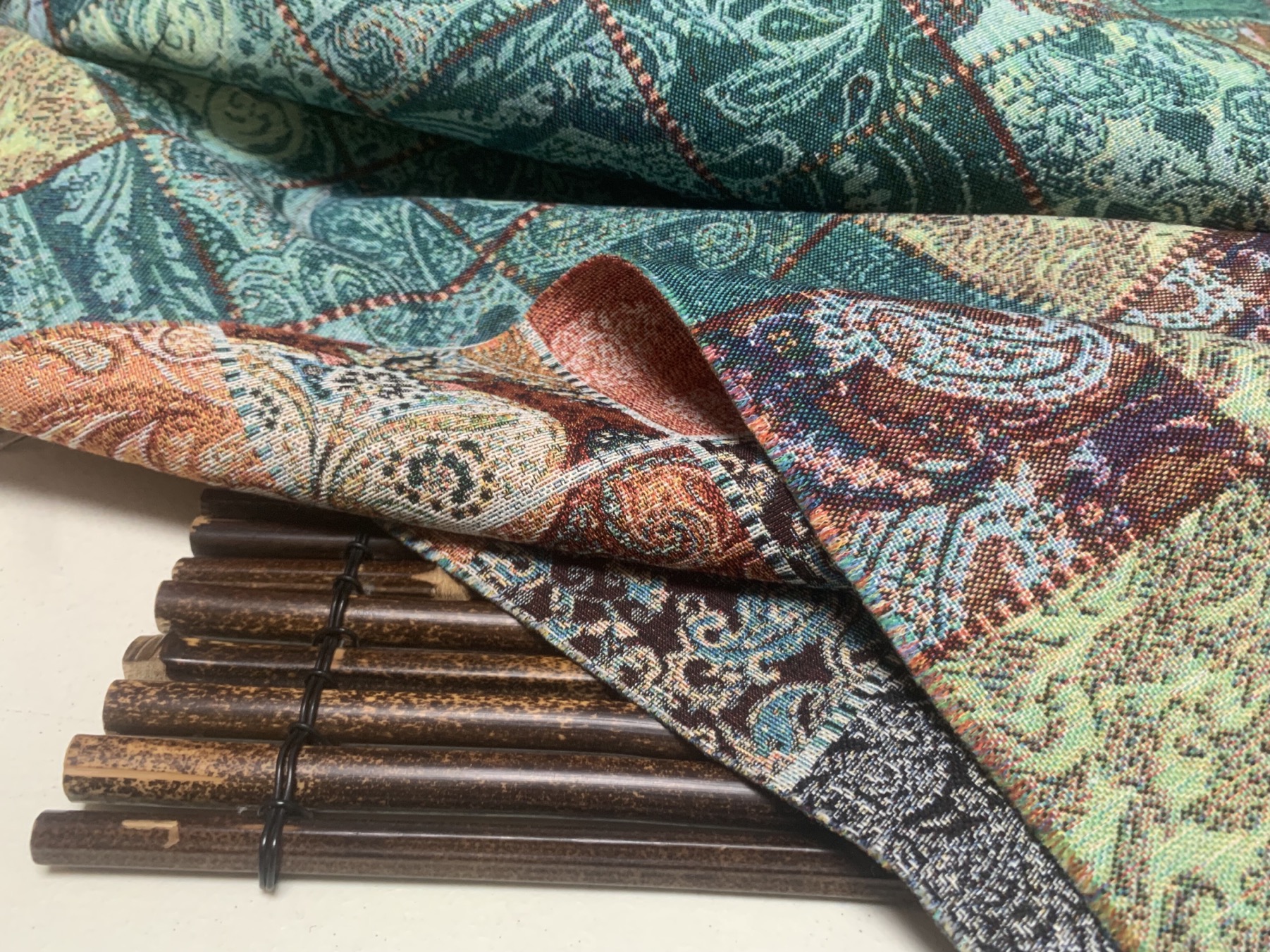 d12962 重磅双面厚麻提花设计师布料三米乘1.40