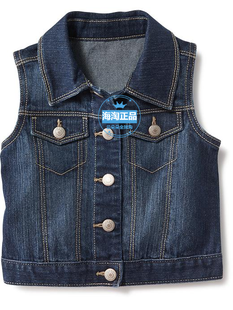 现货 美国old navy 女童 老海军牛仔马甲背心外套