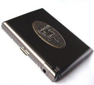 顶好HD-8921正品带打火机烟盒德国 薄自动弹盖不锈钢香菸20支装