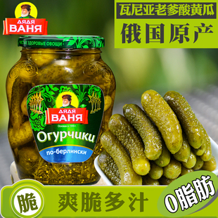 俄罗斯进口瓦尼亚老爹酸黄瓜腌制青瓜罐头680克腌制菜西餐下饭菜