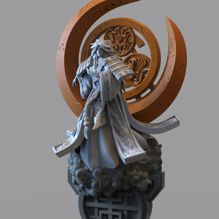 3d打印图纸模型素材日本神话月读STL摆件立体圆雕图F3361