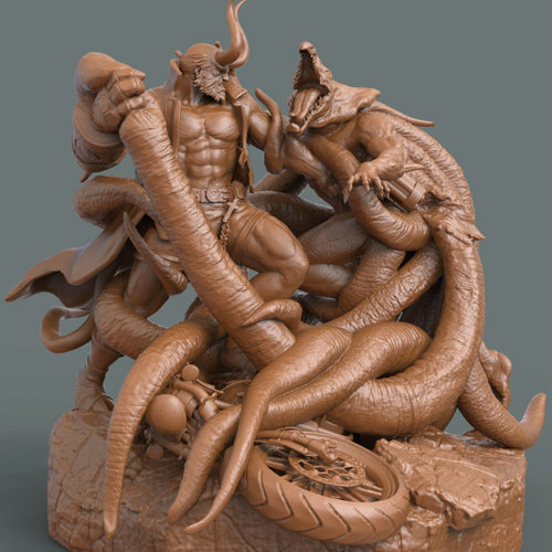 3d打印图纸模型素材文件地狱男爵STL摆件圆雕图F2830