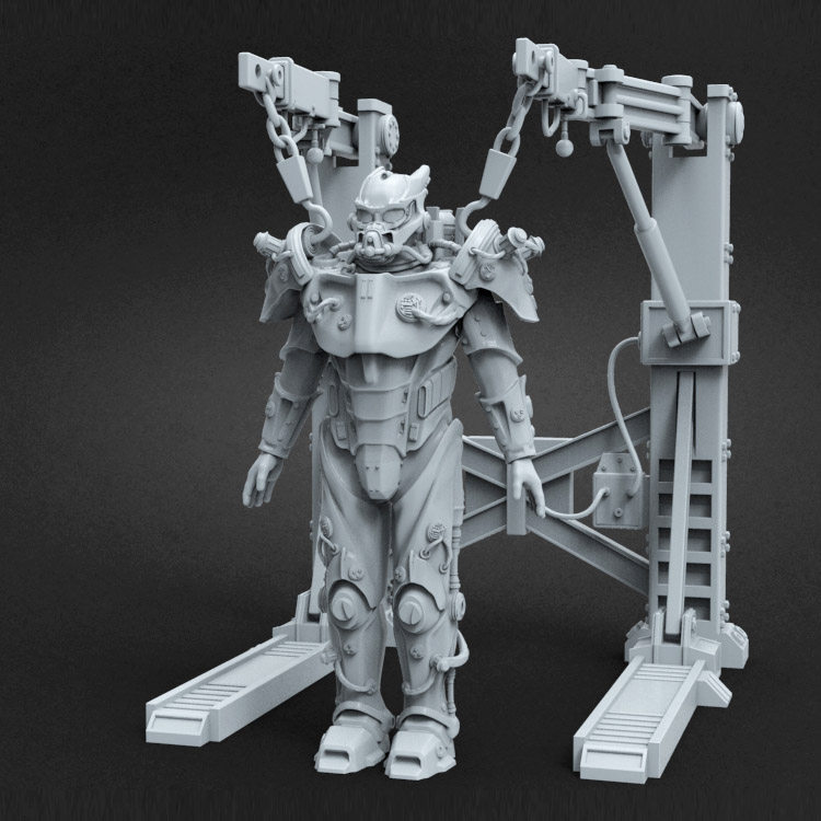 3d打印图纸模型素材STL辐射动力机甲手办圆雕图F1882
