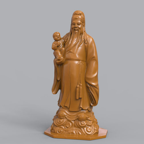 3d打印图纸模型素材送子福星佛像STL摆件雕塑圆雕图F3061