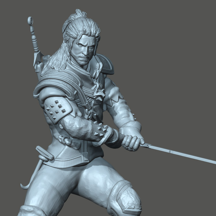 3d打印图纸模型数据巫师猎魔人STL手办摆件圆雕图F1981