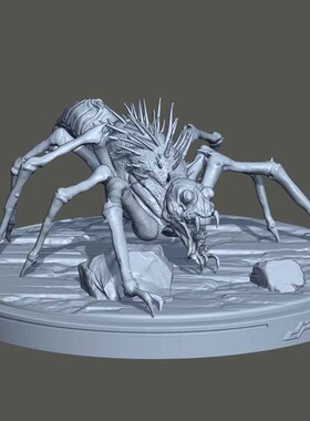 3d打印图纸模型素材STL高精灰色蜘蛛怪手办圆雕图F1826