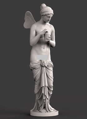 3d打印图纸模型希腊罗马雕塑普赛克女性STL摆件立体圆雕图F3817