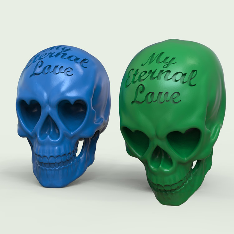 3d打印图纸模型素材爱心骷髅头骨STL摆件圆雕图F2882