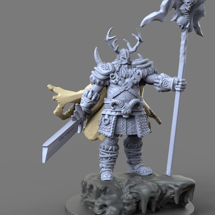 3d打印图纸模型北欧神话stl维达尔摆件森林之神圆雕图f3389