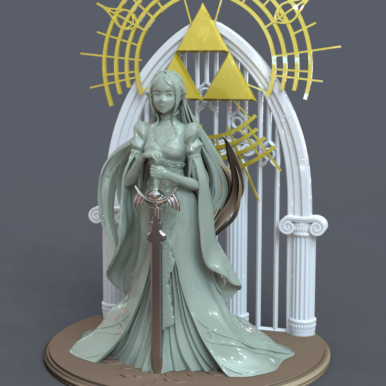 3d打印图纸模型素材文件塞尔达公主STL摆件圆雕图F3225