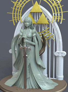 3d打印图纸模型素材文件塞尔达公主STL摆件圆雕图F3225