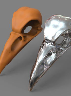 3d打印图纸模型素材乌鸦头骨STL项链吊坠圆雕图F2768