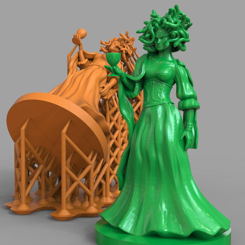 3d打印图纸模型素材蛇妖美杜莎STL摆件圆雕图F2807
