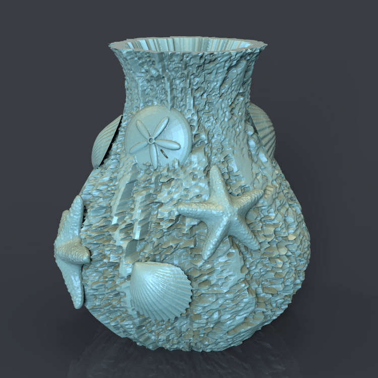 3d打印图纸模型海洋风格花瓶STL摆件立体圆雕图F3685