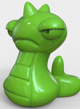 3d打印图纸模型素材Q版小蛇STL摆件圆雕图F2805