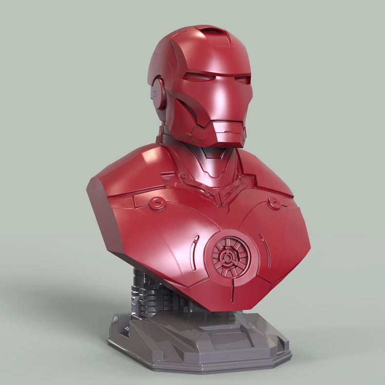 3d打印图纸模型素材文件钢铁侠胸像STL手办圆雕图F2398