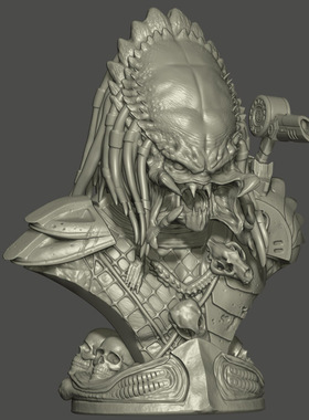 3d打印图纸模型素材手办铁血战士胸像stl高精雕刻圆雕图F1651