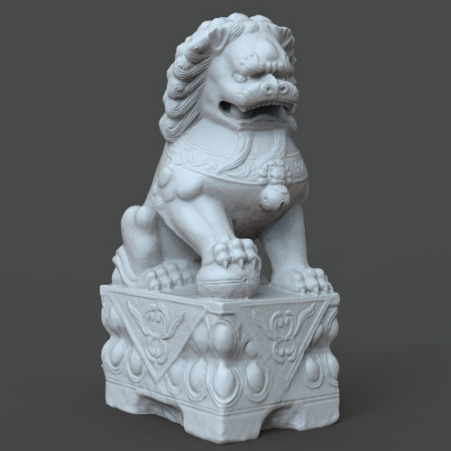 3d打印图纸模型素材石狮子STL雕塑圆雕图F2786