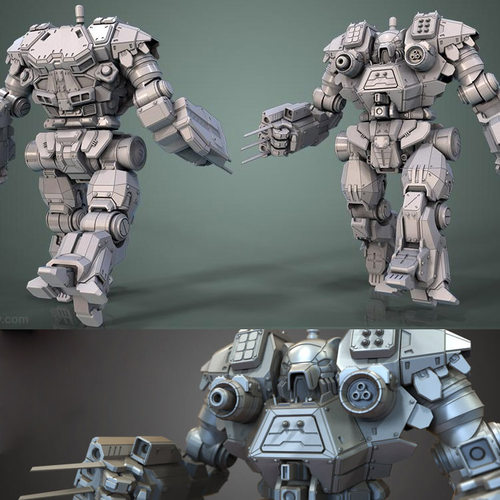 3d打印图纸模型素材STL科幻机甲手办圆雕图F1839