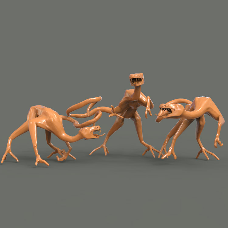 3d打印图纸模型素材蛇恐龙STL摆件圆雕图F2816