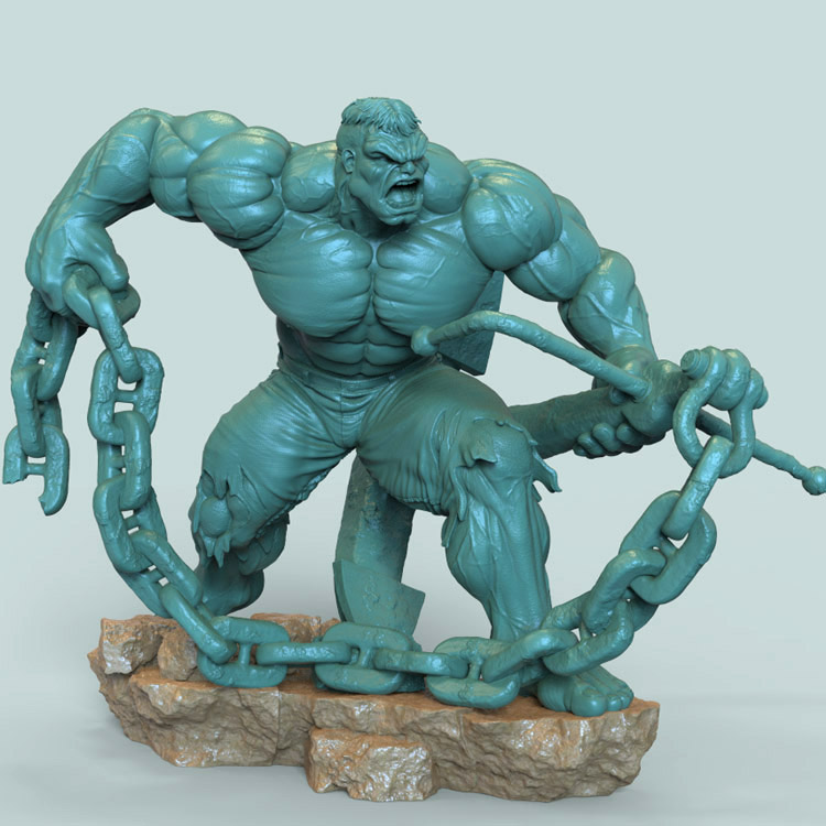 3d打印图纸模型素材文件绿巨人浩克STL手办圆雕图F2380