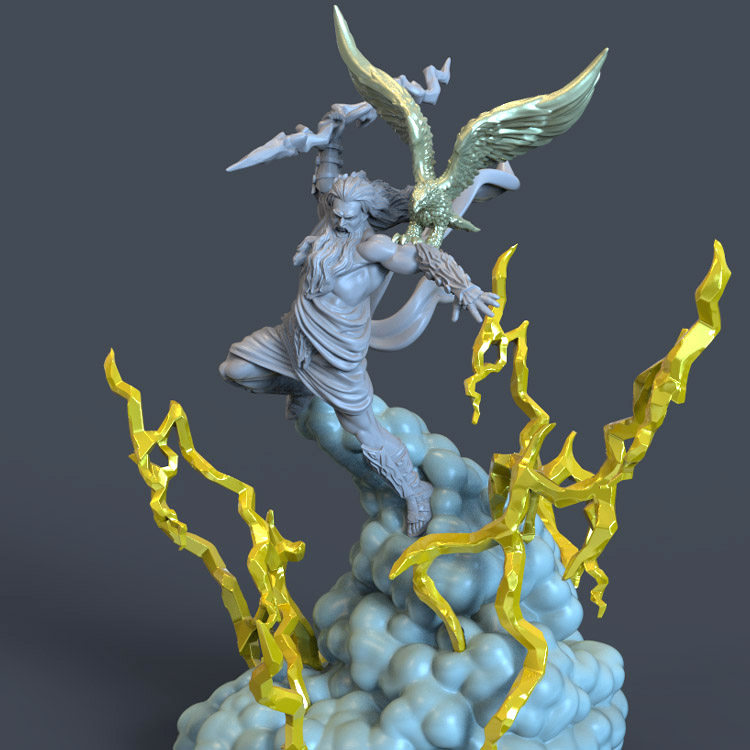 3d打印图纸模型素材希腊神王宙斯stl摆件立体圆雕图f3317