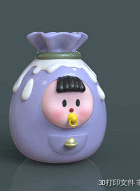 3d打印图纸模型Q版卡通多多妹福袋STL摆件雕刻机立体圆雕图M583