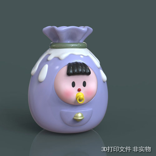 3d打印图纸模型Q版卡通多多妹福袋STL摆件雕刻机立体圆雕图M583