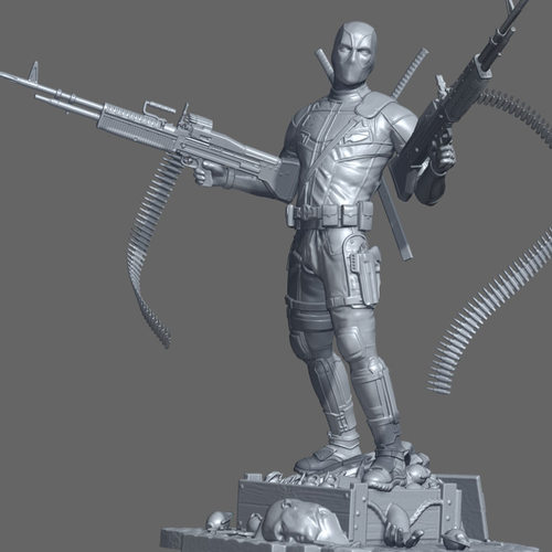3d打印图纸模型素材死侍手办STL高精雕刻圆雕图F1733
