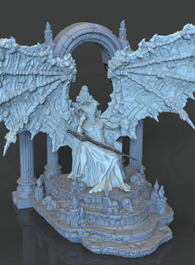 3d打印图纸模型素材堕落天使路西法STL摆件立体圆雕图F3299